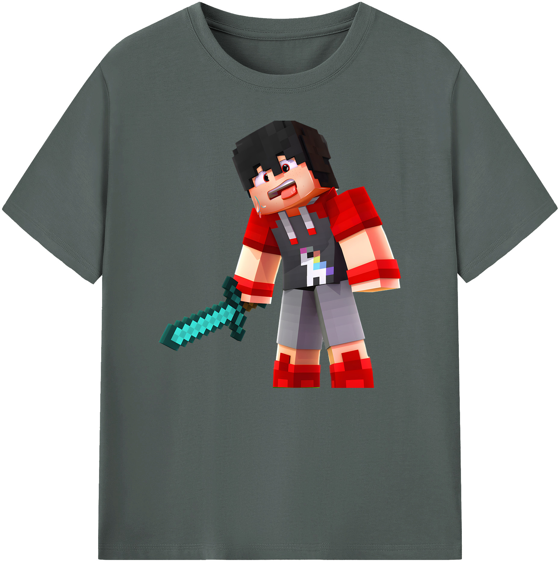 （画像用） マインクラフト ブロックの世界 Minecraft MC Block world 綿100％ メンズ半袖Tシャツ｜肌触りやわらか＆通気性